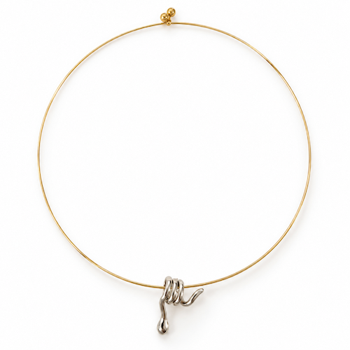 Minimalist Snake Gold Necklace (SILVER CHARM)