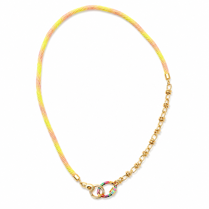 Strawberry Lemonade Cord Necklace - Rainbow Enamel Carabiner