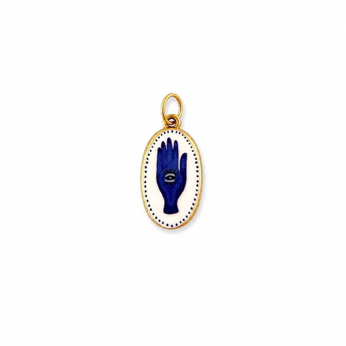 Blue Hamsa Oval Medallion Charm (SURPRISE)