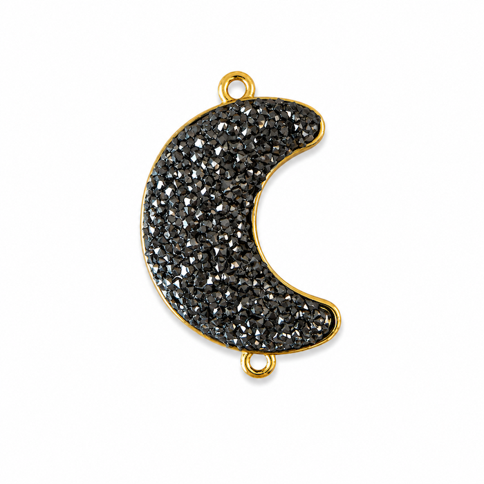 Black Crystal Moon Connector Charm (SURPRISE)