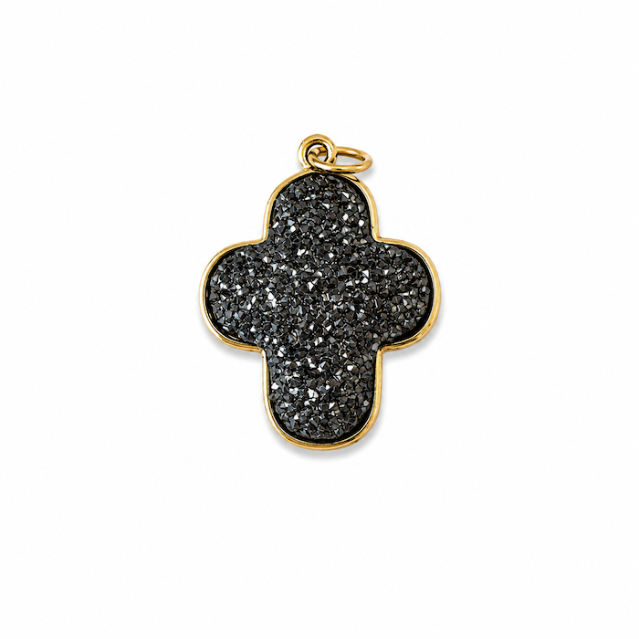 Black Crystal Puffy Cross Charm (SURPRISE)