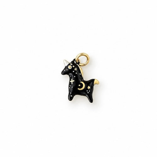 Black + White Celestial Unicorn Charm