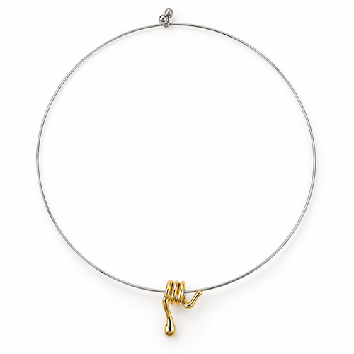 Minimalist Snake Silver Necklace (GOLD CHARM)