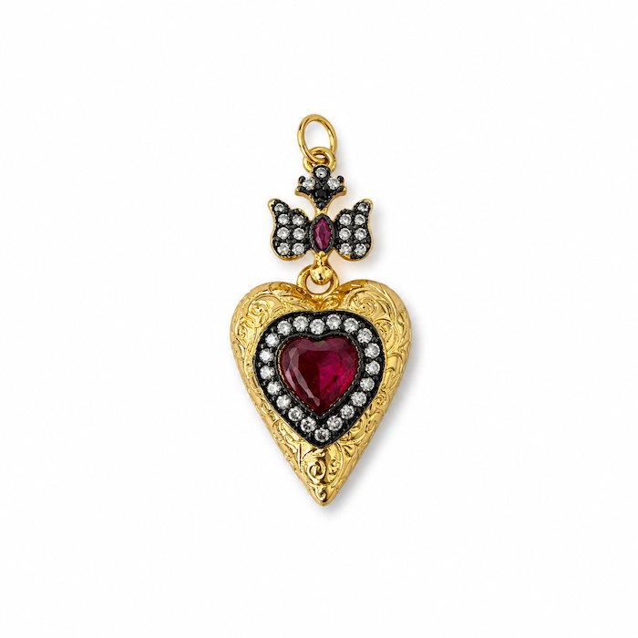 Black + Red Crystal Sacred Heart Dangle Charm (SURPRISE)