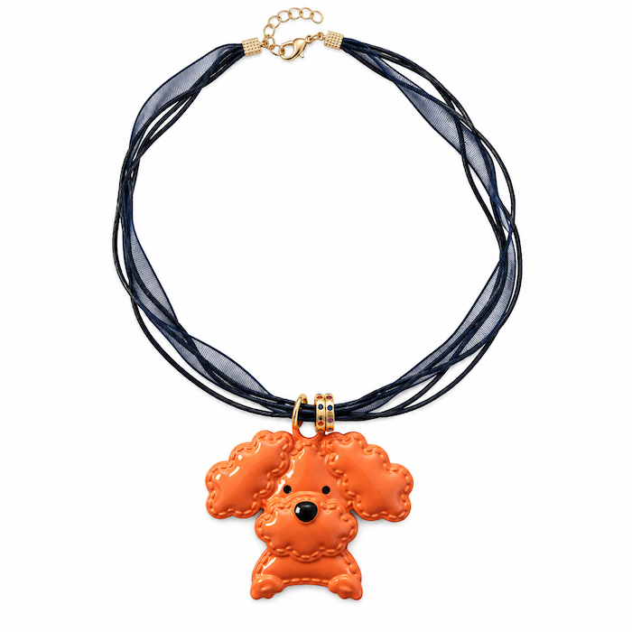 Puppy Necklace Orange + Navy Blue (SURPRISE)