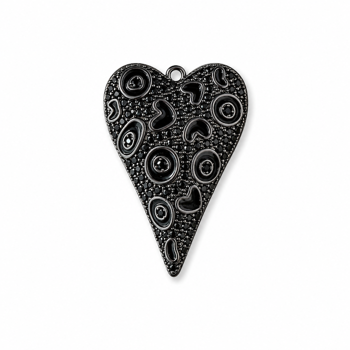 Black Crystal Pave Heart Charm (SURPRISE)
