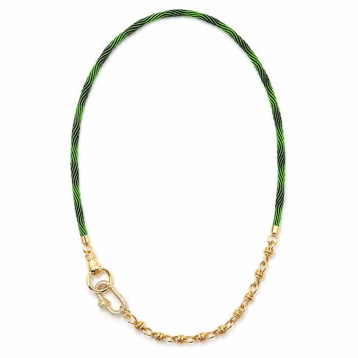 Green Cord Necklace - Snake Crystal Carabiner
