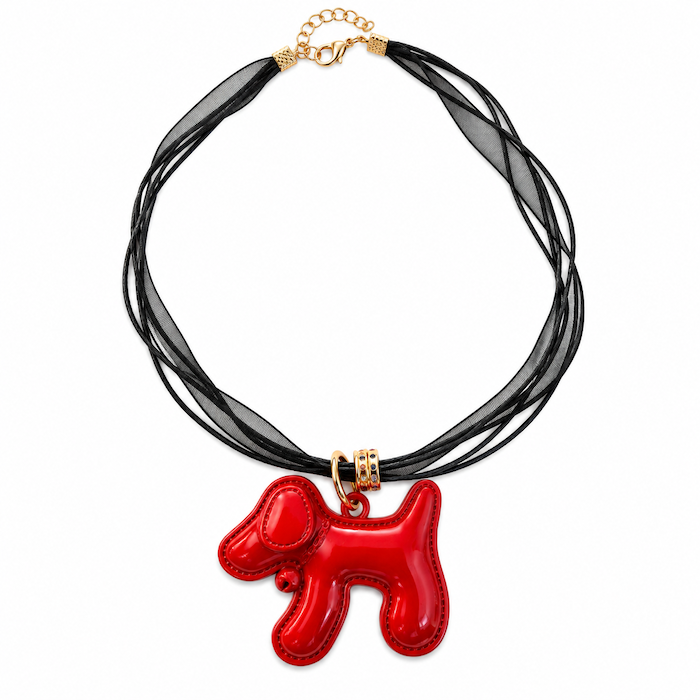 Standing Puppy Necklace Red + Black (SURPRISE)