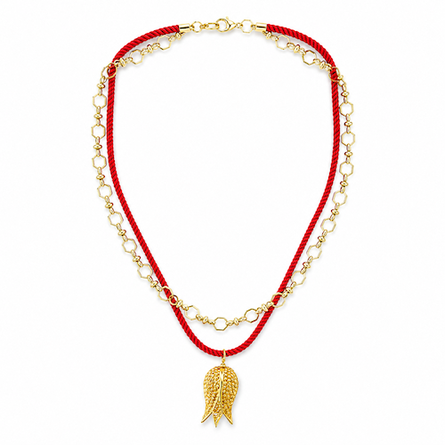 Gold Turkish Tulip Red Cord Necklace (SURPRISE)