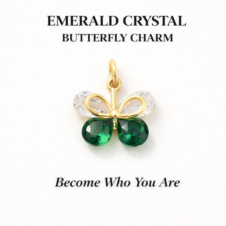 Emerald Crystal Butterfly Charm