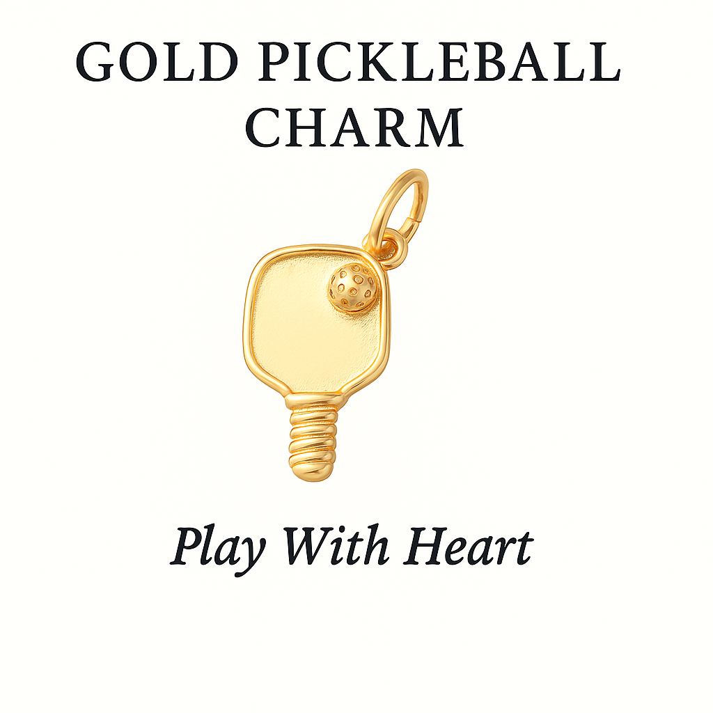 Gold Pickleball Charm - Play With Heart