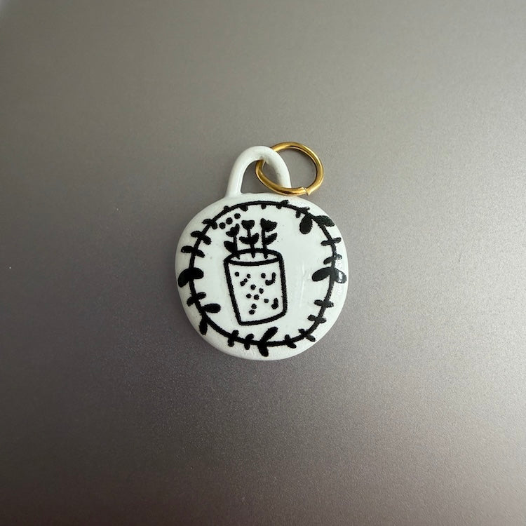 Black + White Potted Flower Charm - (SURPRISE)