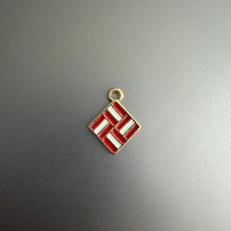 Kōshi Red + White Lattice Tile Charm (SURPRISE) JAPAN