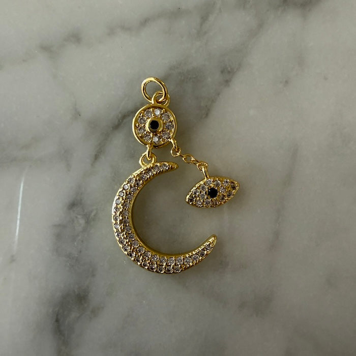 Crescent Evil Eye Dangle Charm