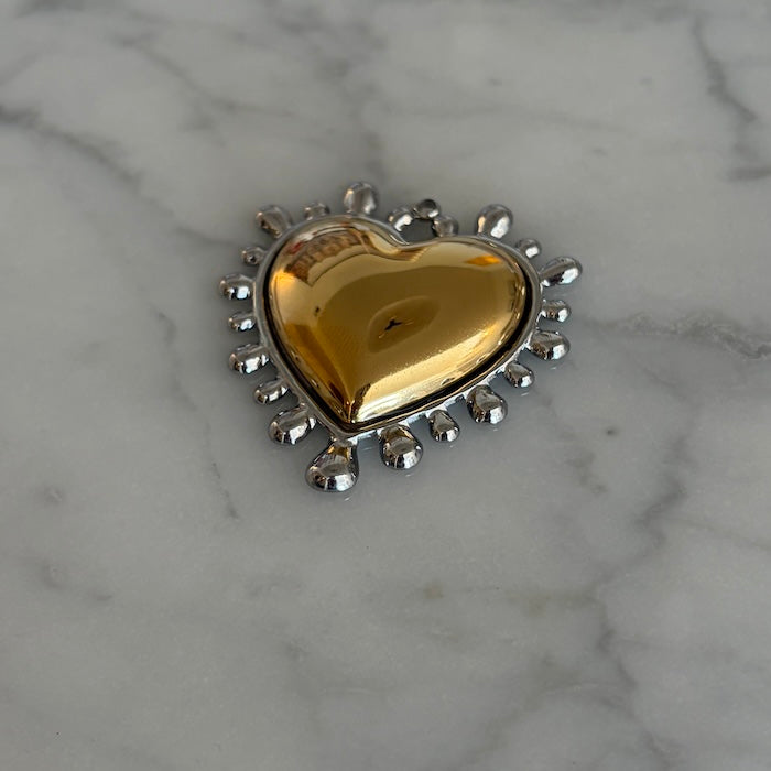 Drip Edge Large Puffy Heart 2 Tone Charm (SURPRISE)