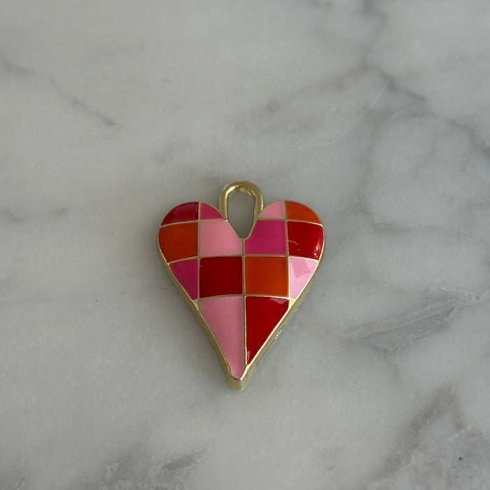 Checkered Red + Pink Heart Charm (SURPRISE)