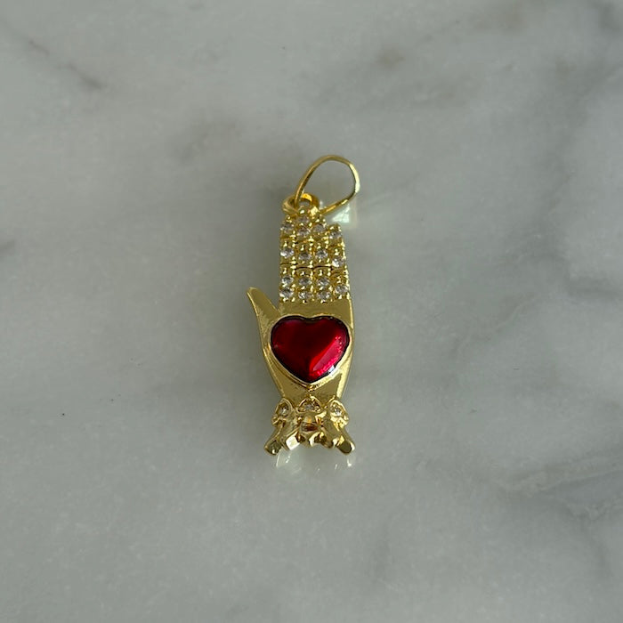 Sparkle Hamsa Hand With Red Heart Charm (SURPRISE)