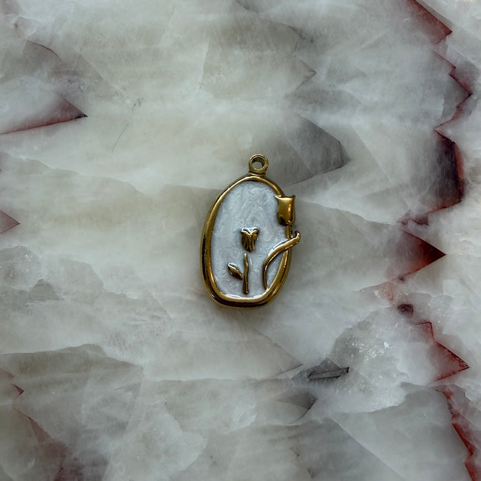 White Tulip Frame Charm (SURPRISE)
