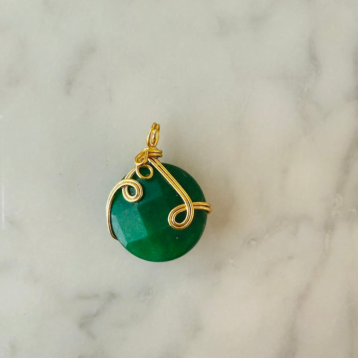 Turkish Treasure Green Gold Tone Wire Pendant (SURPRISE)