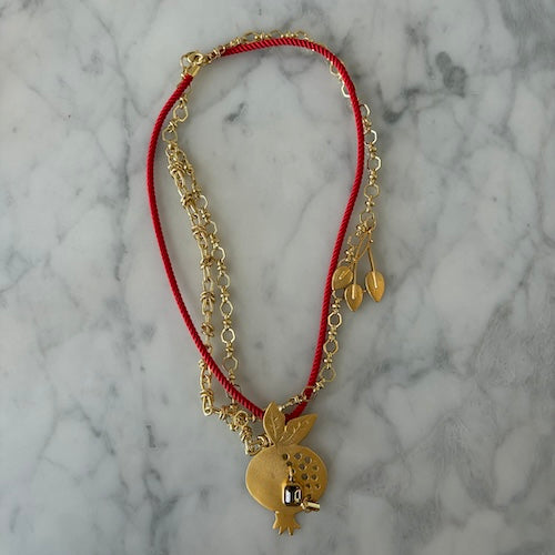 Turkish Pomegranate Double Chain Red Cord Necklace (SURPRISE)