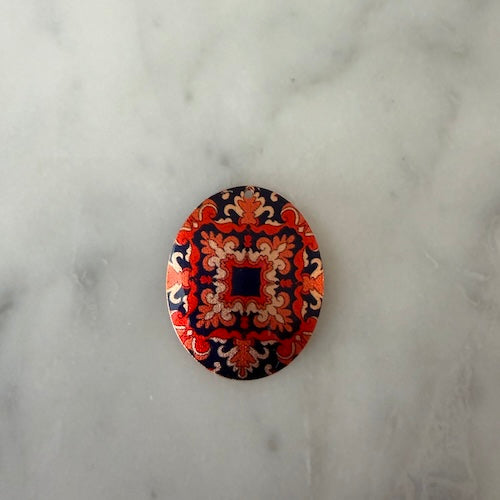 Turkish Red Background Oval Floral Charm COPPER (SURPRISE)