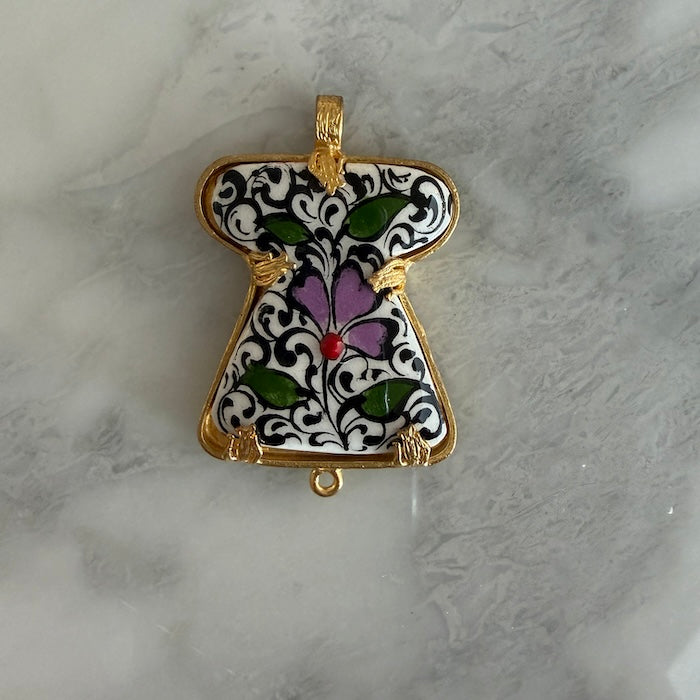Purple Flower Black Deco Ottoman Miniatures Turkish Pendant (SURPRISE)