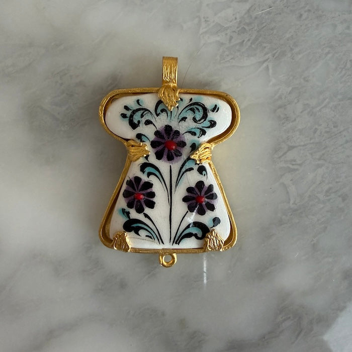 Triple Floral White Backdrop Ottoman Miniatures Turkish Pendant (SURPRISE)
