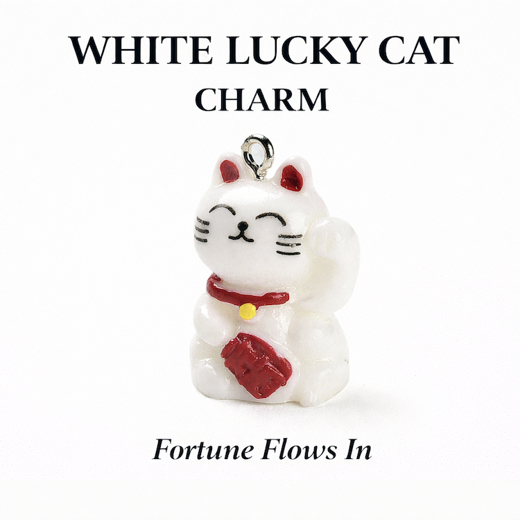 White Lucky Cat Charm
