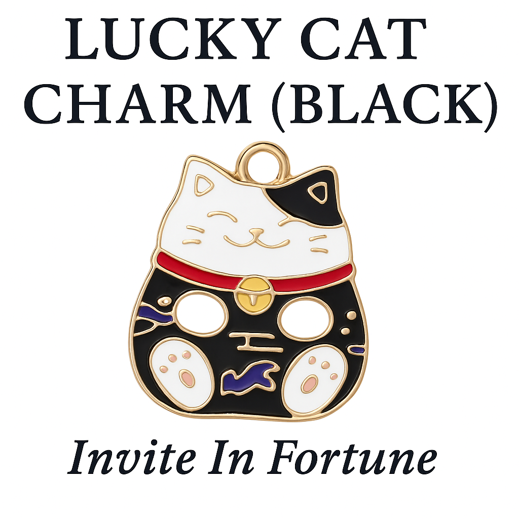 Lucky Cat Charm BLACK – Invite In Fortune