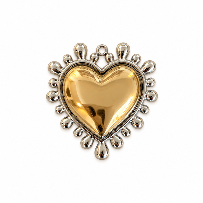 Drip Edge Large Puffy Heart 2 Tone Charm (SURPRISE)
