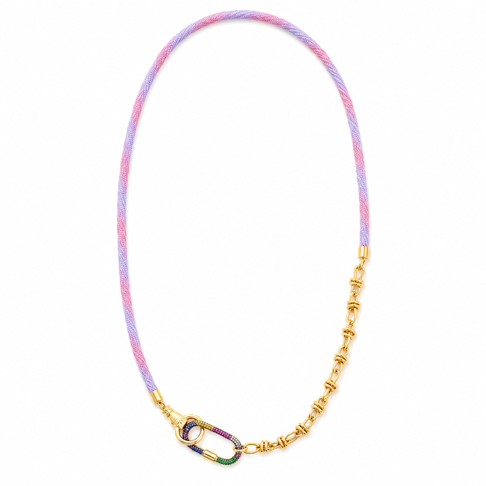 Periwinkle Cord Necklace - Rainbow Crystal Carabiner