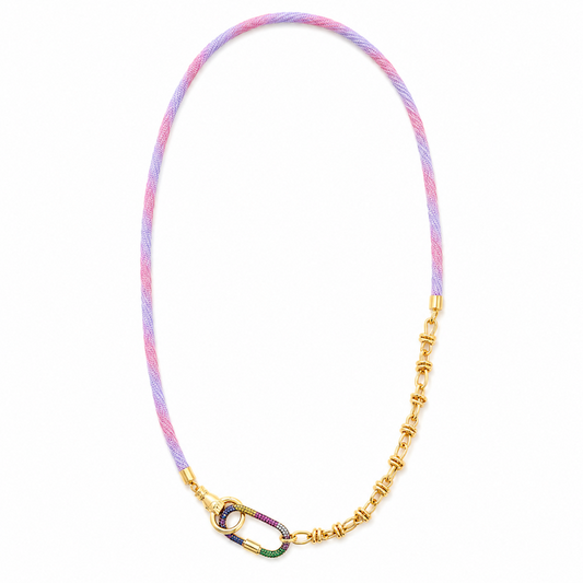 Periwinkle Cord Necklace - Rainbow Crystal Carabiner