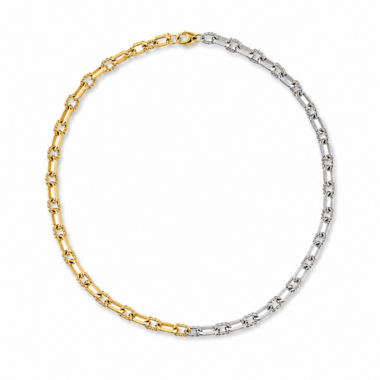 2 Tone Oval Twist Necklace Bundle (Chain + 4 Charms) - TT PICK CHARMS  LIVE