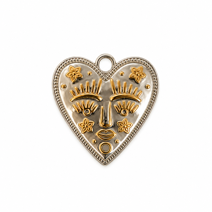 Large Playful Happy Heart Charm (2 Tone SURPRISE)