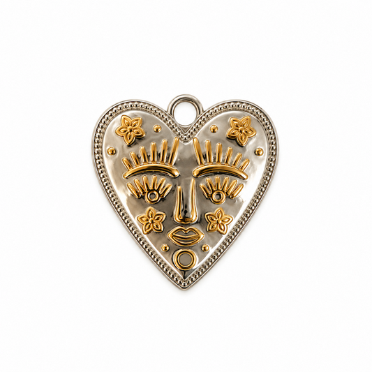 Large Playful Happy Heart Charm (2 Tone SURPRISE)