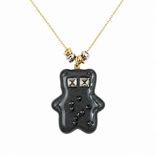 Gray Gloss Metallic Stardust Clay Bear Necklace (SURPRISE)