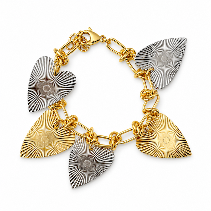 Dual Hearts 2 Tone Knot Bracelet (CORE COLLECTION)