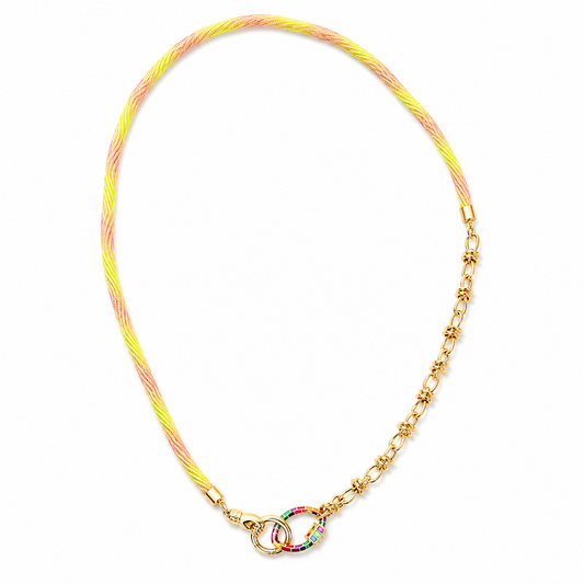 Strawberry Lemonade Cord Necklace - Rainbow Enamel Carabiner