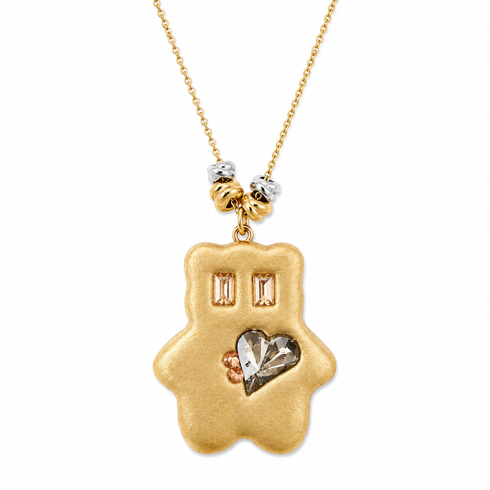 Champagne Gloss Metallic Stardust Clay Heart Bear Necklace (SURPRISE)