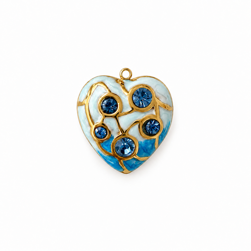 Bright Blue Crystal Heart Map Charm (SURPRISE)
