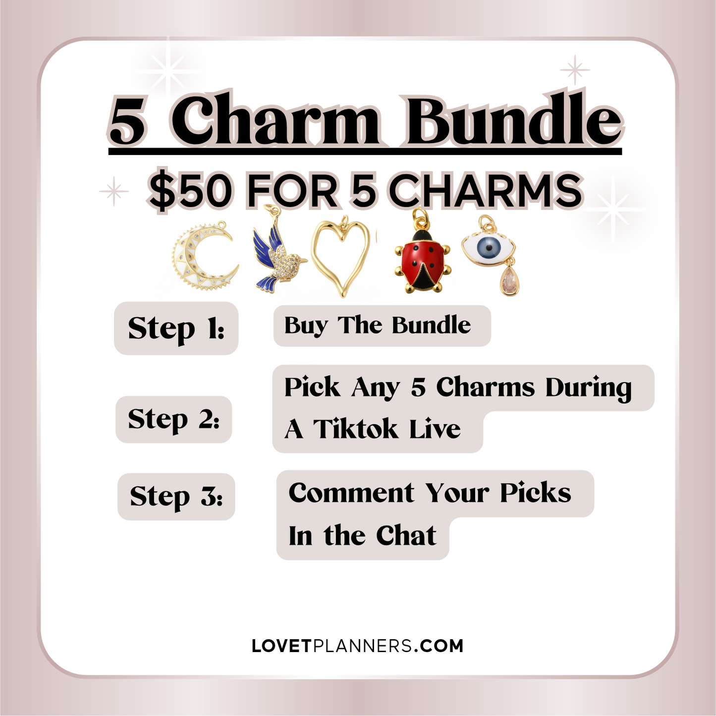 5 CHARM BUNDLE - (NO CHAIN) Pick Your Charms TT LIVE