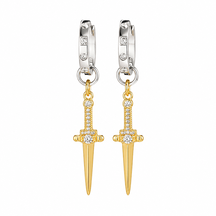 2 Tone Sword Hoop Earrings (CORE COLLECTION)