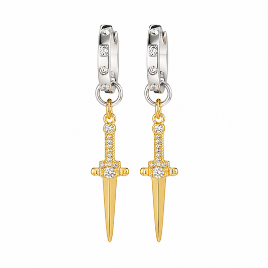 2 Tone Sword Hoop Earrings (CORE COLLECTION)
