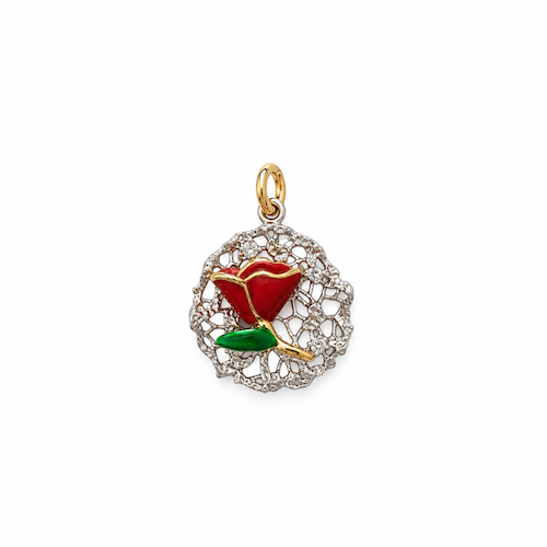 Red Rose 2 Tone Charm