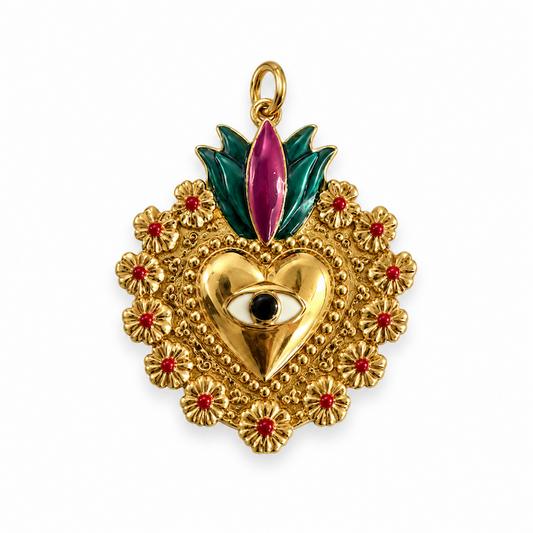 Evil Eye Sacred Heart Charm (LARGE)