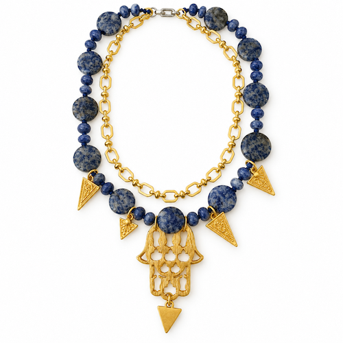 The Right Direction - Turkish Spotted Jasper Hamsa Statement Necklace (TURKEY)
