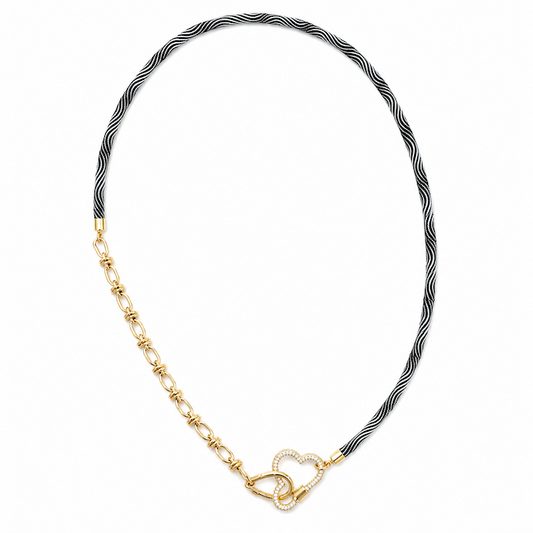 Black + White Cord Necklace - Cloud Carabiner