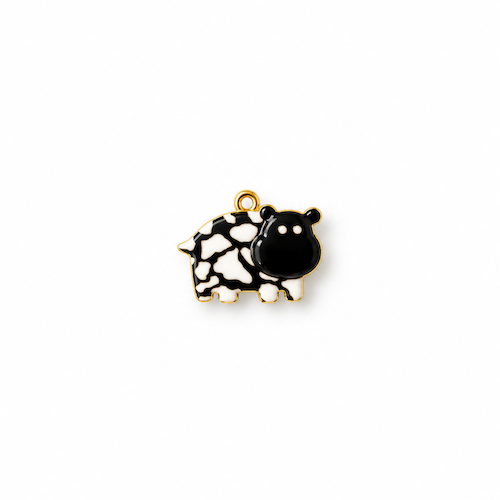 Off Black + White Artsy Cow Charm