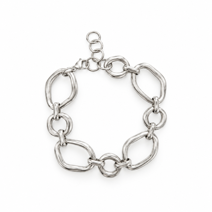 Statement Stone Shape Oval Bracelet Bundle SILVER (4 Charms)