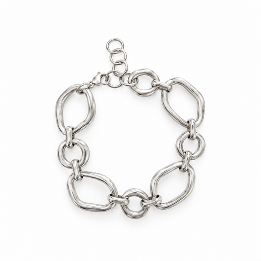 Statement Stone Shape Oval Bracelet Bundle SILVER (4 Charms)